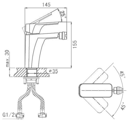 Смеситель для биде D&K Durer Bayern Black DA1252205