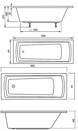 Акриловая ванна Ravak Domino Plus (180х80) C651R00000