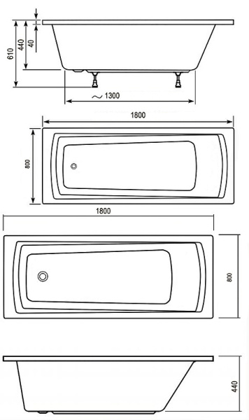 Акриловая ванна Ravak Domino Plus (180х80) C651R00000 Акриловая ванна Ravak Domino Plus (180х80) C651R00000