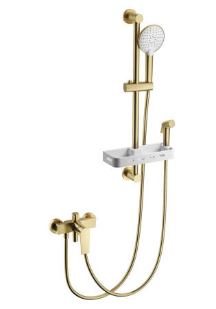 Смеситель для душа с гарнитуром WONZON & WOGHAND, брашированное золото WW-A31003-BG