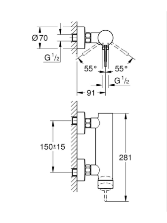 Смеситель для душа однорычажный Grohe Essence New 33636 2431 (336362431) черный матовый
