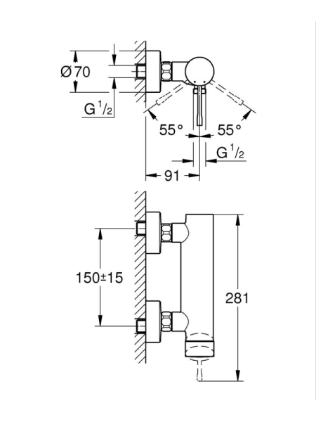 Смеситель для душа однорычажный Grohe Essence New 33636 2431 (336362431) черный матовый