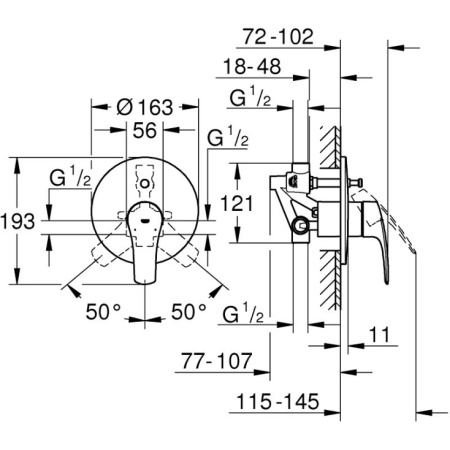 Смеситель однорычажный для ванны Grohe Eurosmart 33305 003 (33305003) хром