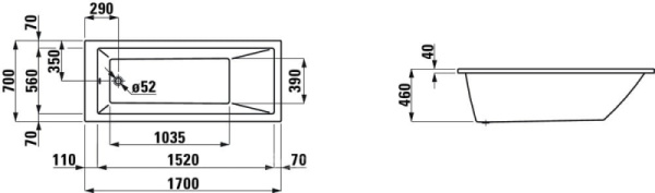 Ванна акриловая Laufen Pro 2.3095.6.000.615.1 Ванна акриловая Laufen Pro 2.3095.6.000.615.1