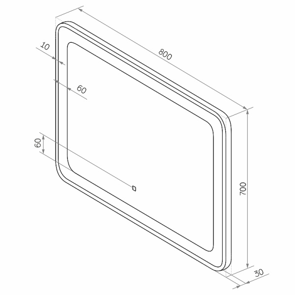 Зеркало с подсветкой (80x70) Continent Velvette ЗЛП1148