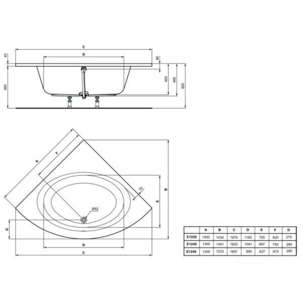 Ванна акриловая (140х140) Ideal Standard CONNECT AIR E125001 Ванна акриловая (140х140) Ideal Standard CONNECT AIR E125001