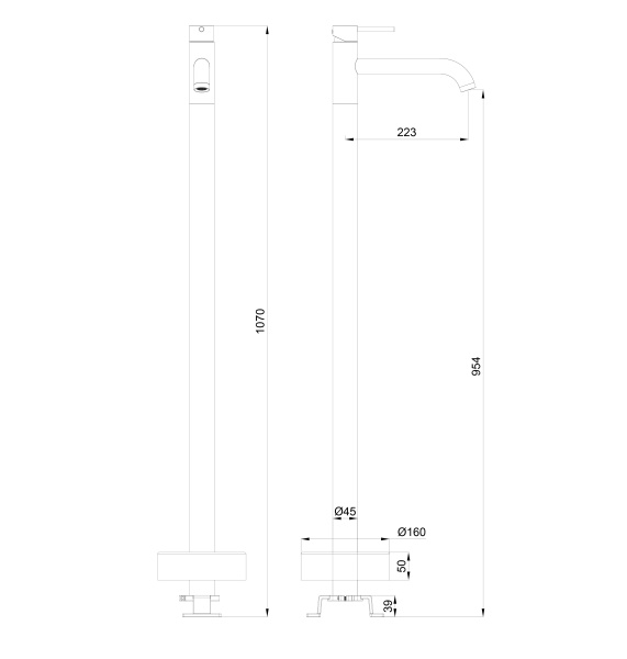 Смеситель для раковины напольного монтажа WONZON & WOGHAND STICK, темный графит WW-88649905-BGM Смеситель для раковины напольного монтажа WONZON & WOGHAND STICK, темный графит WW-88649905-BGM