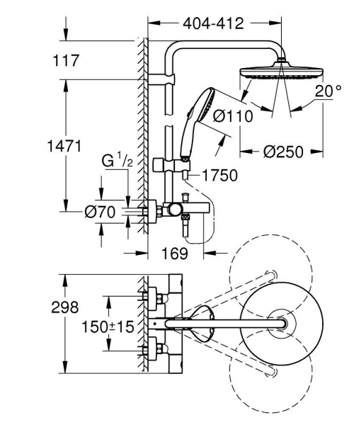 Душевая система GROHE Tempesta System 250 266722431 Душевая система GROHE Tempesta System 250 266722431
