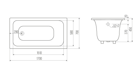 Чугунная ванна Goldman Real (170x70) RL17070