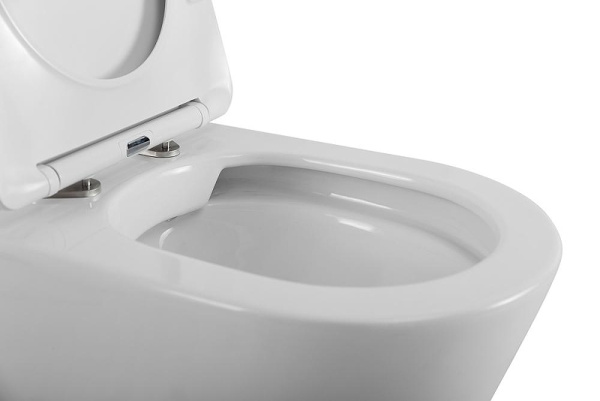 Унитаз приставной безободковый BelBagno FLAY-R BB1003CBR/SC с сиденьем микролифт