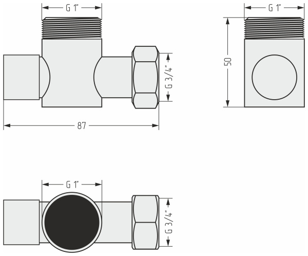 Вентиль Сунержа угловой под шестигранник (G 1" НР х G 3/4" НГ) 04-1300-0134 хамелеон