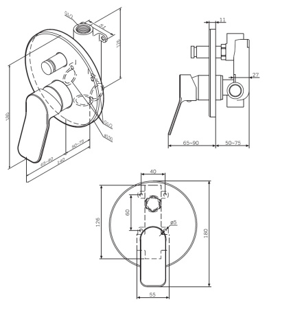 Смеситель для ванны Am.Pm X-Joy F85A45000