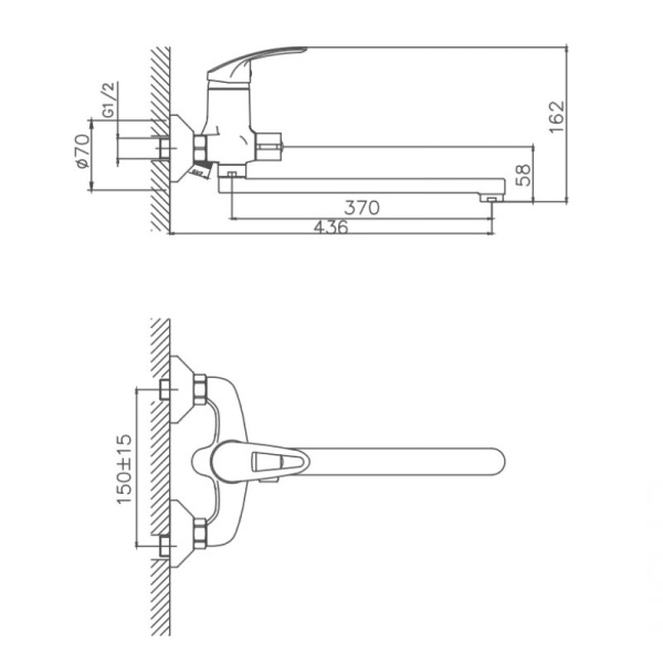 Смеситель для ванны Cron CN2239 Смеситель для ванны Cron CN2239