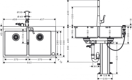 Мойка combi AXOR 43211000