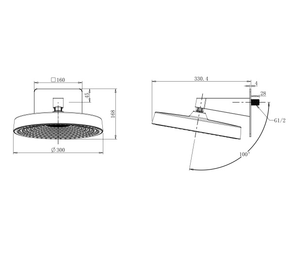 Верхний душ WONZON & WOGHAND, брашированное золото WW-HS099-BG Верхний душ WONZON & WOGHAND, брашированное золото WW-HS099-BG