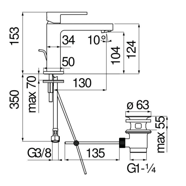 Смеситель для раковины Nobili Up UP94118/1BM