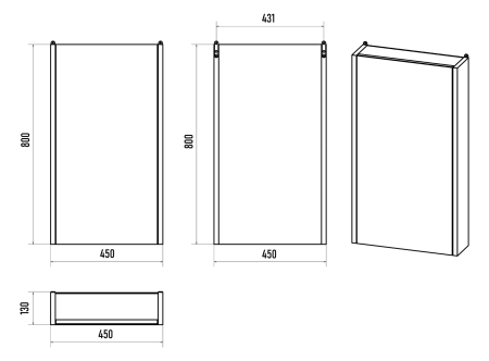 Зеркало-шкаф (45х80) Misty Ива 45 левый П-Ива04045-01Л