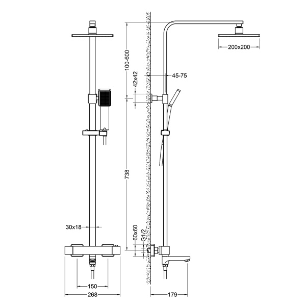Душевая система с термостатом Timo Tetra-thermo SX-0169/03 черный Душевая система с термостатом Timo Tetra-thermo SX-0169/03 черный