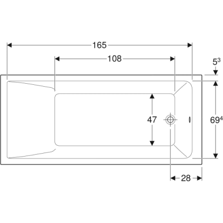 Прямоугольная ванна Geberit Renova Plan 554.306.01.1