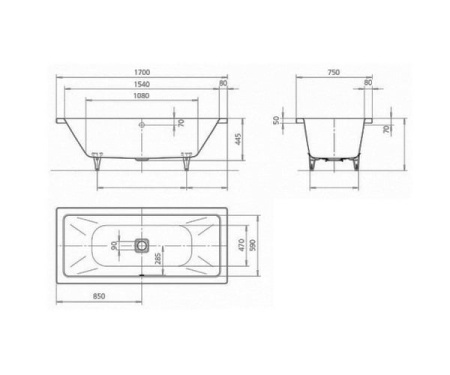 Cтальная ванна Kaldewei CONODUO 732 Easy-Clean 170x75см (235000013001)