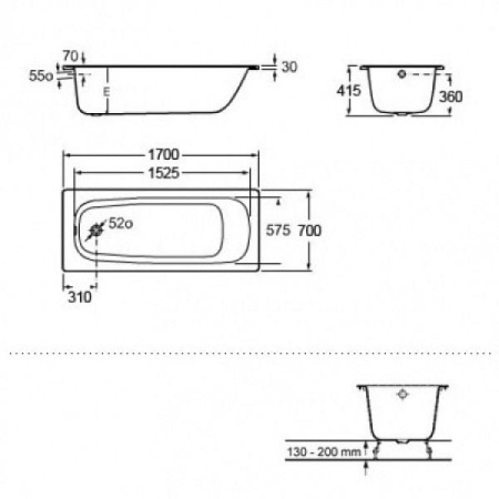 Ванна стальная Roca Contesa (170x70) 23586000O