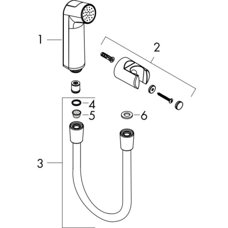 Гигиенический душ Hansgrohe Bidette S 1jet EcoSmart+ 29234000 хром 