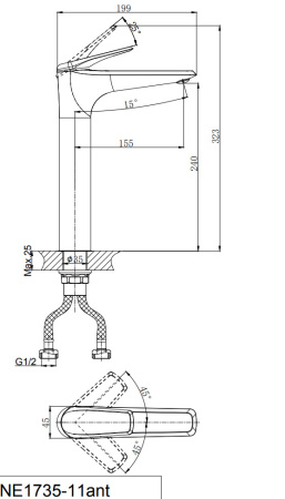 Смеситель для раковины RUSH Nevis NE1735-11ch