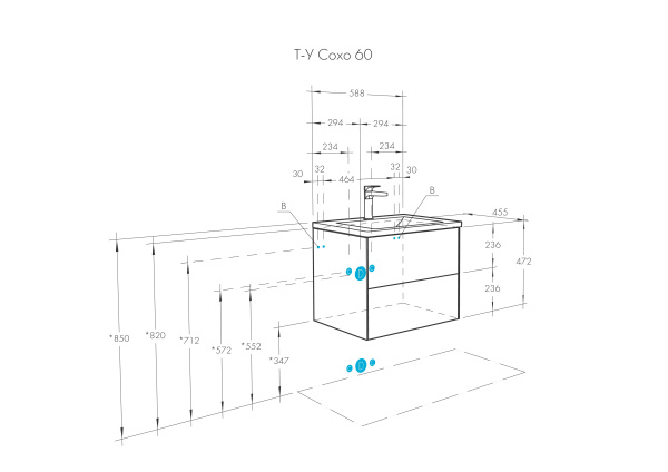 Тумба с раковиной Aquaton Сохо 60 1A2580K1AJA00