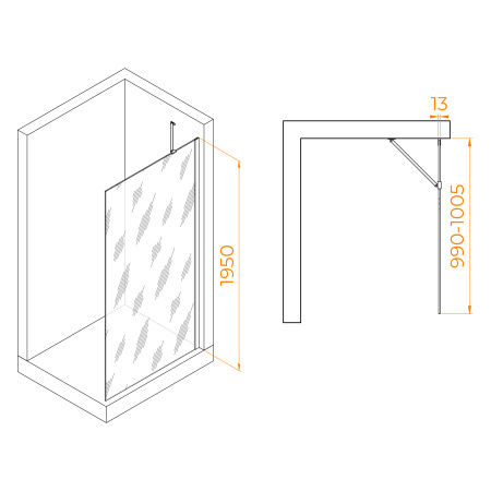 Душевая перегородка 100 см RGW WA-110B Walk In 351011010-14 прозрачное