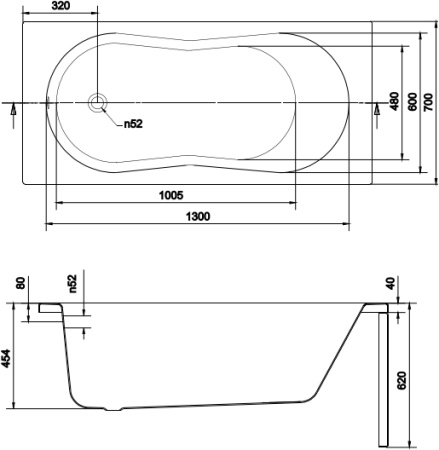 Ванна акриловая прямоугольная Cersanit NIKE 150x70 63346