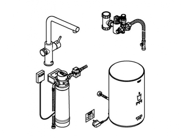 Смеситель и бойлер для кухни GROHE Red Duo M-size 30327 DA1 (30327DA1) теплый закат матовый Смеситель и бойлер для кухни GROHE Red Duo M-size 30327 DA1 (30327DA1) теплый закат матовый