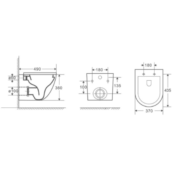 Унитаз подвесной безободковый D&K Matrix (DT1396016)