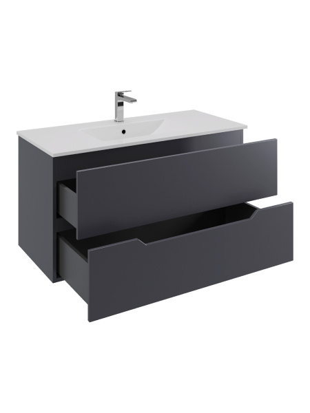 Тумба с раковиной подвесная Orange Line Li-100Tug+Ra графит матовый