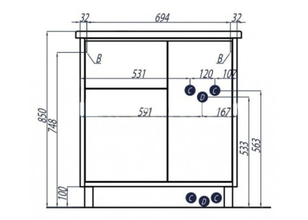 Тумба с раковиной Акватон Брайтон 100 1A1771K0BR500