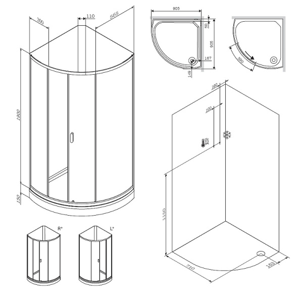 Душевая кабина (90х90) Am.Pm X-Joy W88C-301-090GG