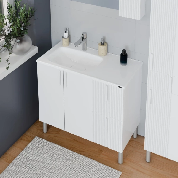 Тумба под раковину Санта Вега 700448 белый глянец