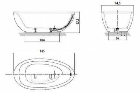 Акриловая ванна Jacuzzi Desire 185x95 9443-814A