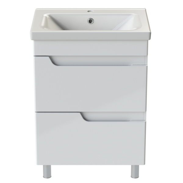 Тумба с раковиной Orange TOPLINE-Milano TM60-02 напольная, белый глянец