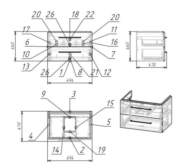 Тумба под раковину Cersanit LARA 70 64135