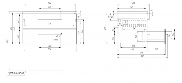 Тумба Cersanit LARA 80 орех 64138
