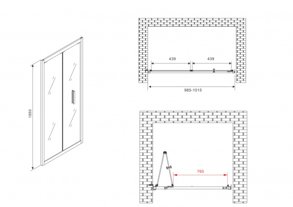 Душевая дверь (100х195) ABBER Sonnenstrand AG07100B черный, складная