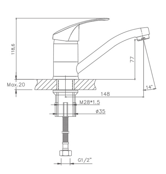 Смеситель для кухни Cron CN4521-2 Смеситель для кухни Cron CN4521-2