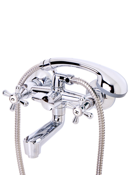 Смеситель для ванны двухвентильный полимерный c душевым набором OneLife P03-231cr хром