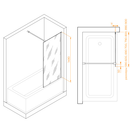 Шторка на ванну 80 см RGW Screens SC-050 351105008-11