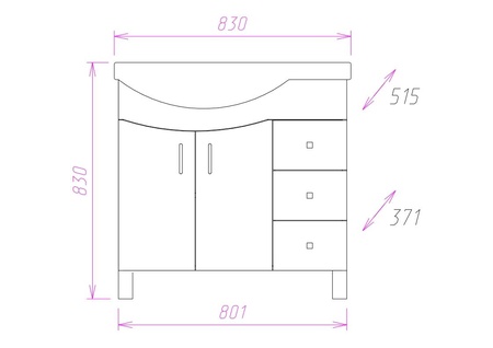 Тумба под раковину напольная Onika Эльбрус 82 108202