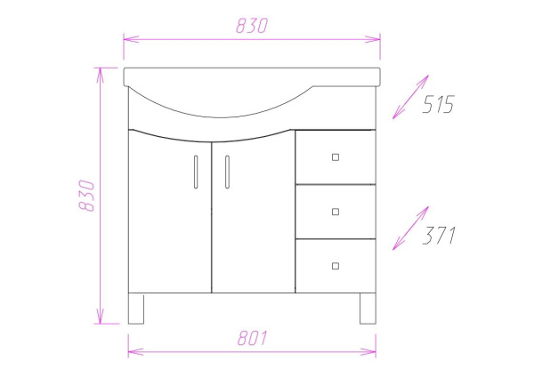 Тумба под раковину напольная Onika Эльбрус 82 108202