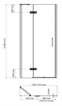 Душевая дверь (120х200) WasserKRAFT Aller 10H05-SPL