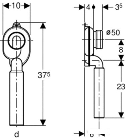 Сифон для писсуара GEBERIT, вертикальный выпуск 152.951.11.1