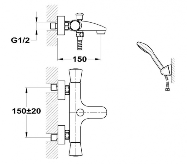 Смеситель для ванны с душевым набором  Mofem Golf 141-1301-00