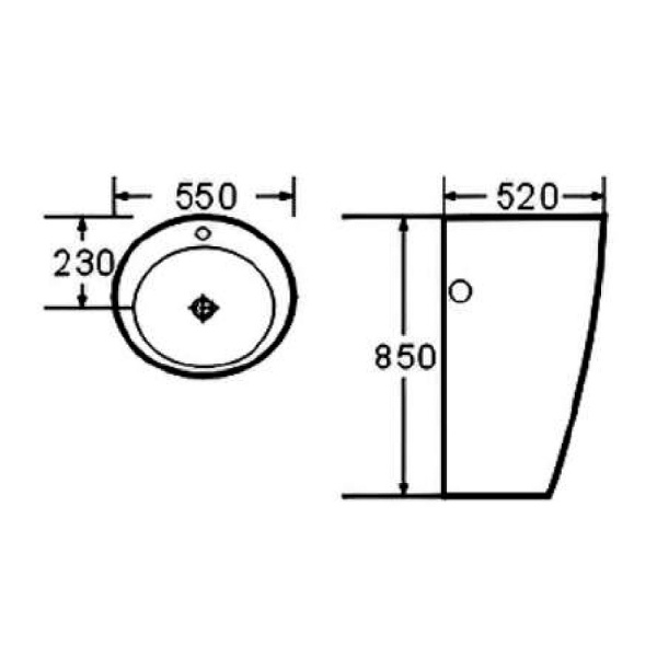 Раковина напольная (55х52) beWash Lusso BK5552FB041